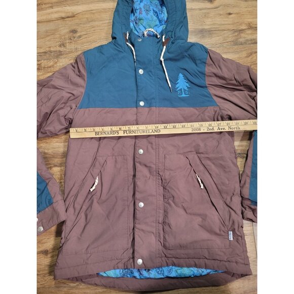 Poler Roamers & Seekers Men’s Jacket Small Blue Brown Hooded Camp Vibes Scout 2 - Picture 6 of 11